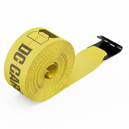 Dc Cargo 4 in.x30' Winch Strap with Flat Hook, Yellow, 360PK 430YWSFH-360